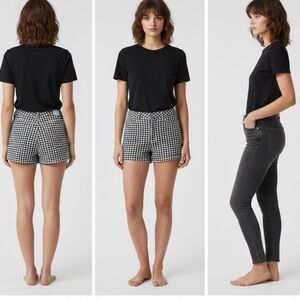 Black T-Shirt and Checkered Shorts Set
